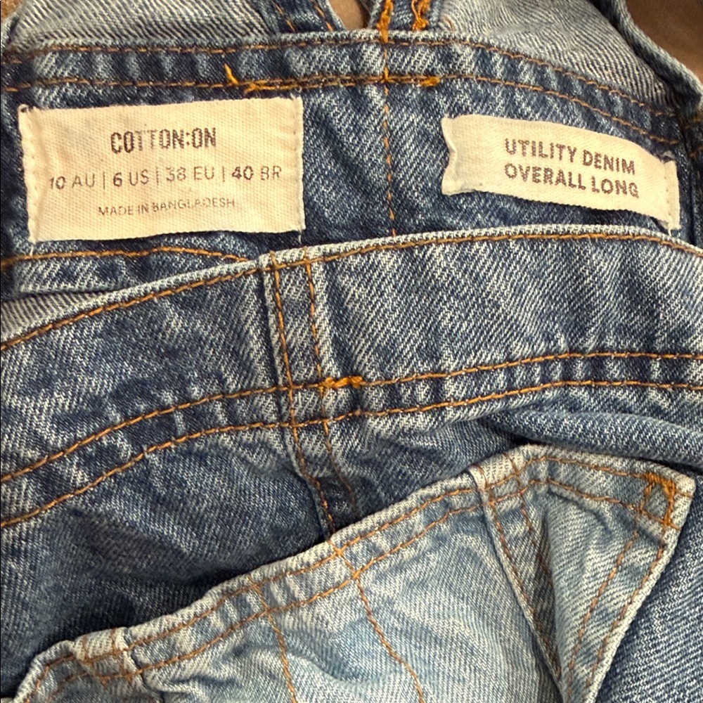 Cotton On Patchwork Two-Tone Blue Denim Overalls - Picture 4 of 5